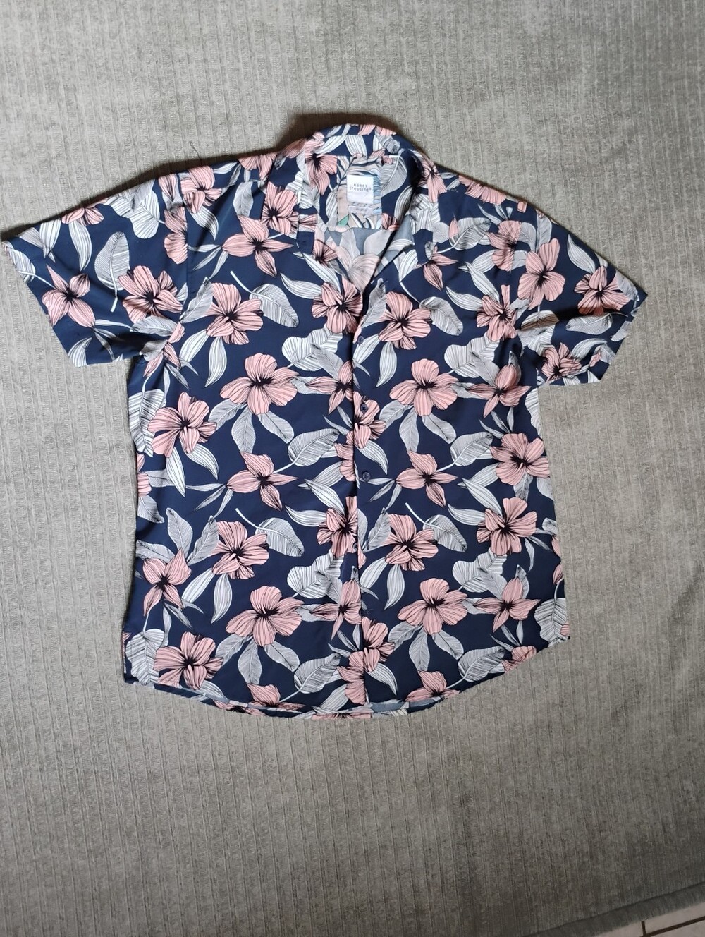 Navy Floral Short-Sleeve Button-Down Shirt - Casual Men’s Shirt